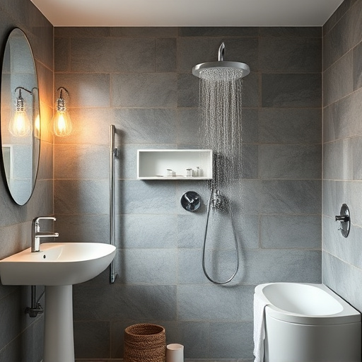 showers in bathroom