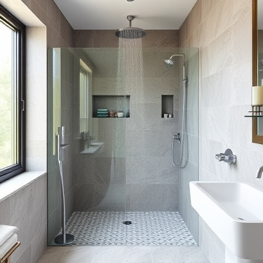 showers in bathroom