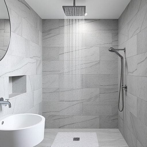 showers in bathroom
