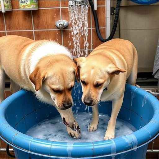 washing dogs