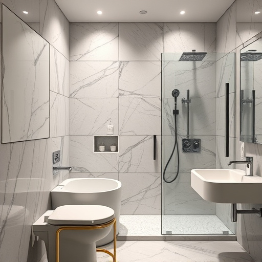 bathroom with showers