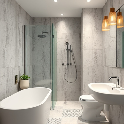 bathroom with showers