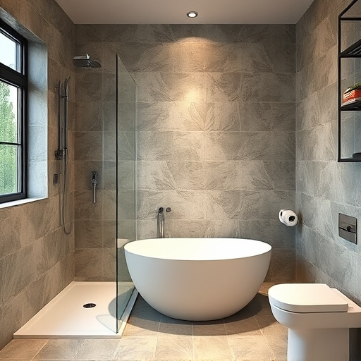 bathroom with showers