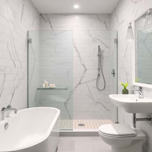 bathroom with showers