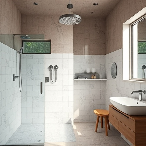 showers in bathroom