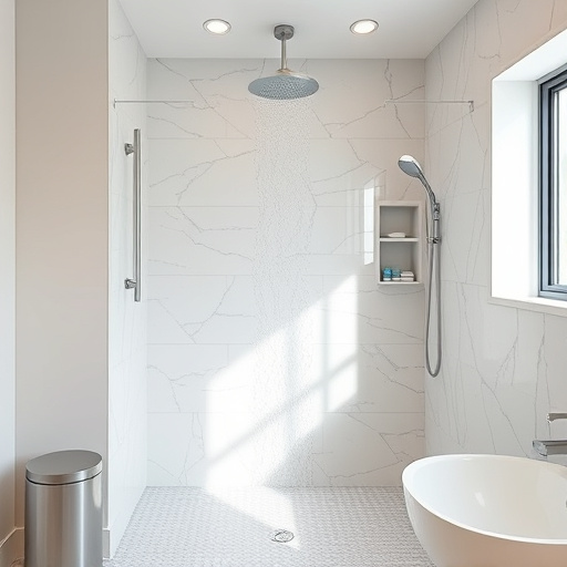 showers in bathroom